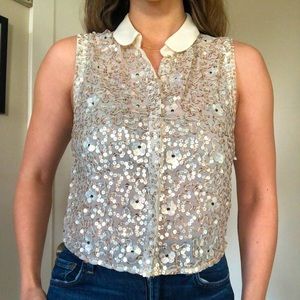 Topshop sequin sleeveless blouse